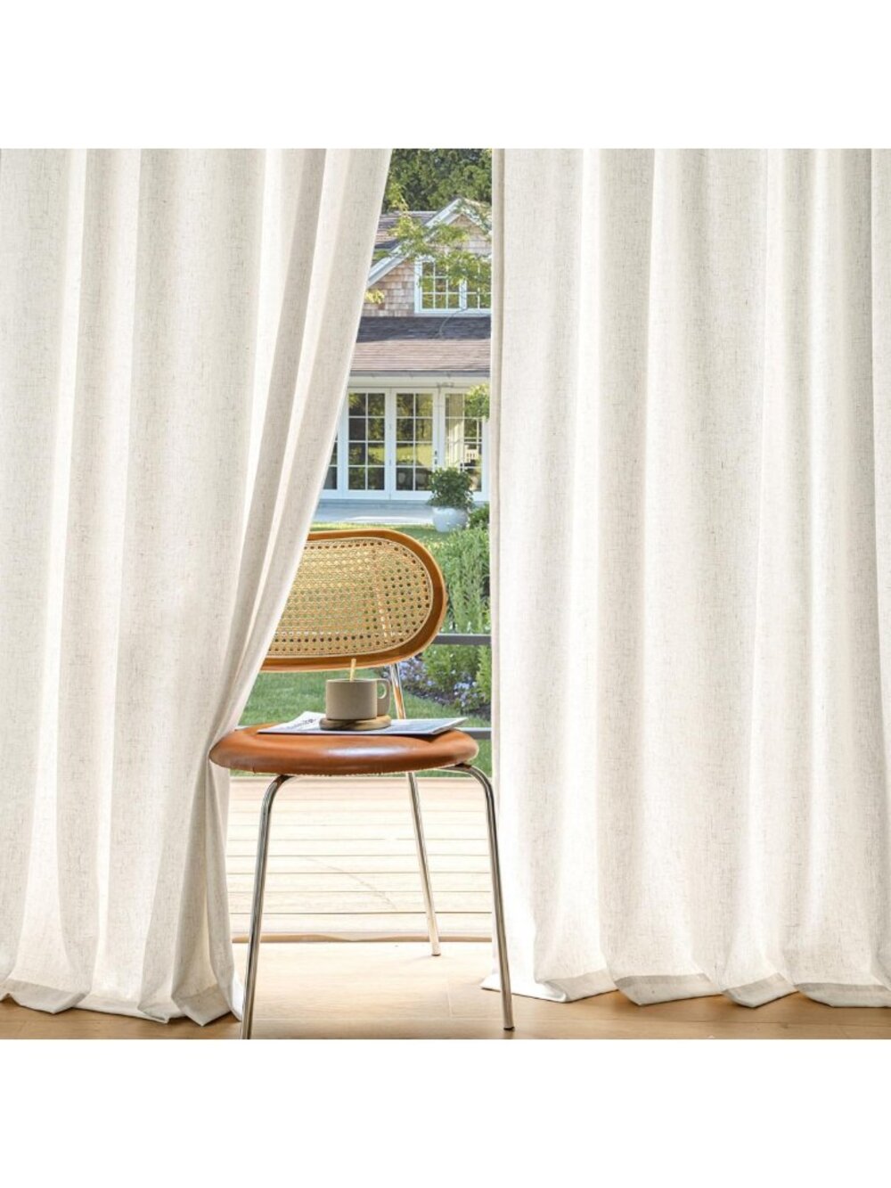 Light Filtering Linen Curtains - 2 Panels, Semi-Sheer Drapes for Bedroom/Living